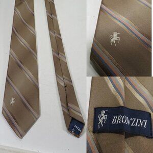 Vintage Tan Strips Bronzini Unicorn Italian Men's Necktie